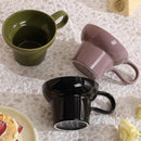 Glossy Ceramic Coffee Cup, Loop Handle, Multiple Colors