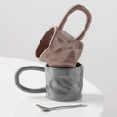 Glossy Ceramic Coffee Mug, Sculpted Texture, Oversized Loop Handle
