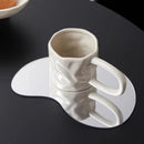 Glossy Ceramic Coffee Mug, Sculpted Texture, Oversized Loop Handle
