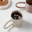 Glossy Ceramic Coffee Mug, Sculpted Texture, Oversized Loop Handle