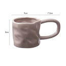 Glossy Ceramic Coffee Mug, Sculpted Texture, Oversized Loop Handle