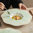 Green Leaf Ceramic Serving Plate, for Pasta and Soup, 9.7–11.4 in