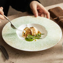 Green Leaf Ceramic Serving Plate, for Pasta and Soup, 9.7–11.4 in