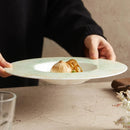 Green Leaf Ceramic Serving Plate, for Pasta and Soup, 9.7–11.4 in