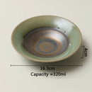 Green Round Ceramic Soup Plate, Reactive Glaze, Vintage Style, for Sashimi and Salad, 6.4–9.7 in