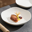 Honeycomb Design White Ceramic Plate