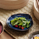 Irregular Ceramic Dinner Plate, Flame-Kilned Glaze, for Sauces and Snacks