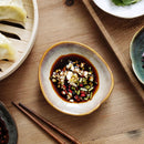 Irregular Ceramic Dinner Plate, Flame-Kilned Glaze, for Sauces and Snacks