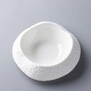 Irregular Shape Textured White Ceramic Plate