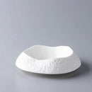 Irregular Shape Textured White Ceramic Plate