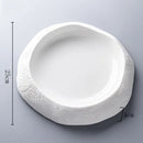 Irregular Shape Textured White Ceramic Plate