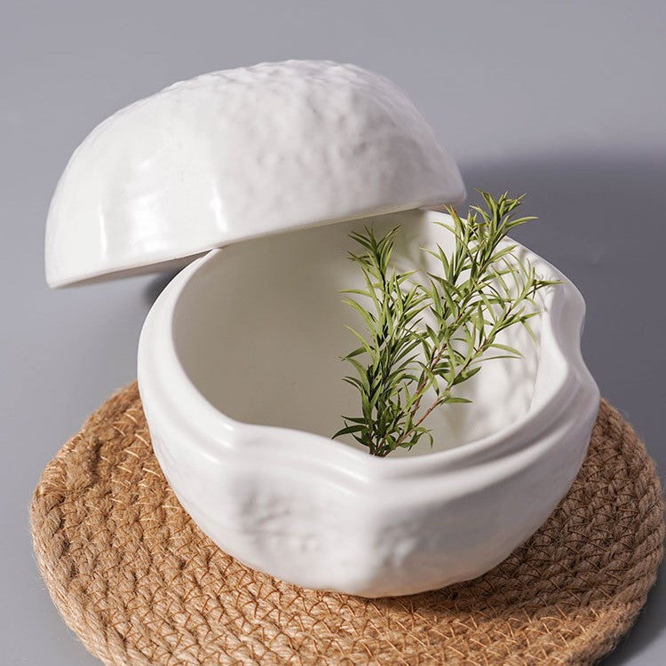 Irregular Shaped Ceramic Bowl with Lid