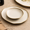 Ivory Ceramic Plate with Reactive Beige Rim