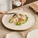 Ivory Ceramic Plate with Reactive Beige Rim