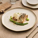 Ivory Ceramic Plate with Reactive Beige Rim