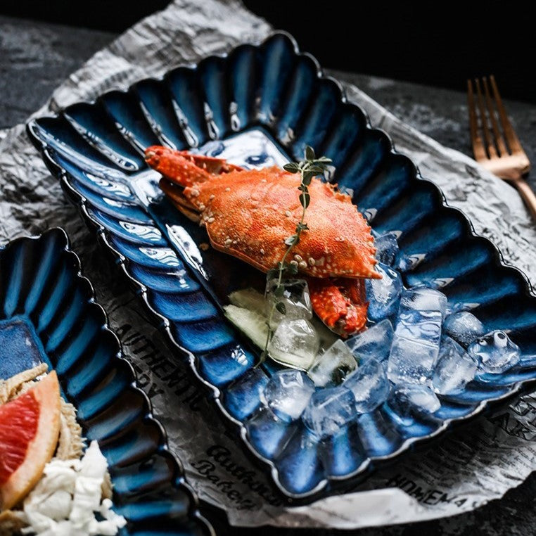 Japanese Kiln Glazed Ceramic Sushi Plate