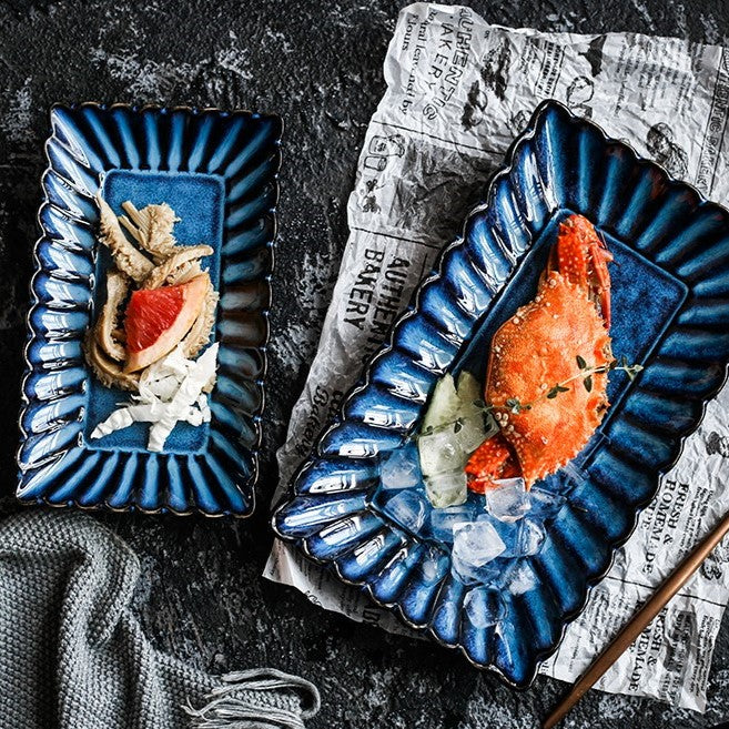 Japanese Kiln Glazed Ceramic Sushi Plate