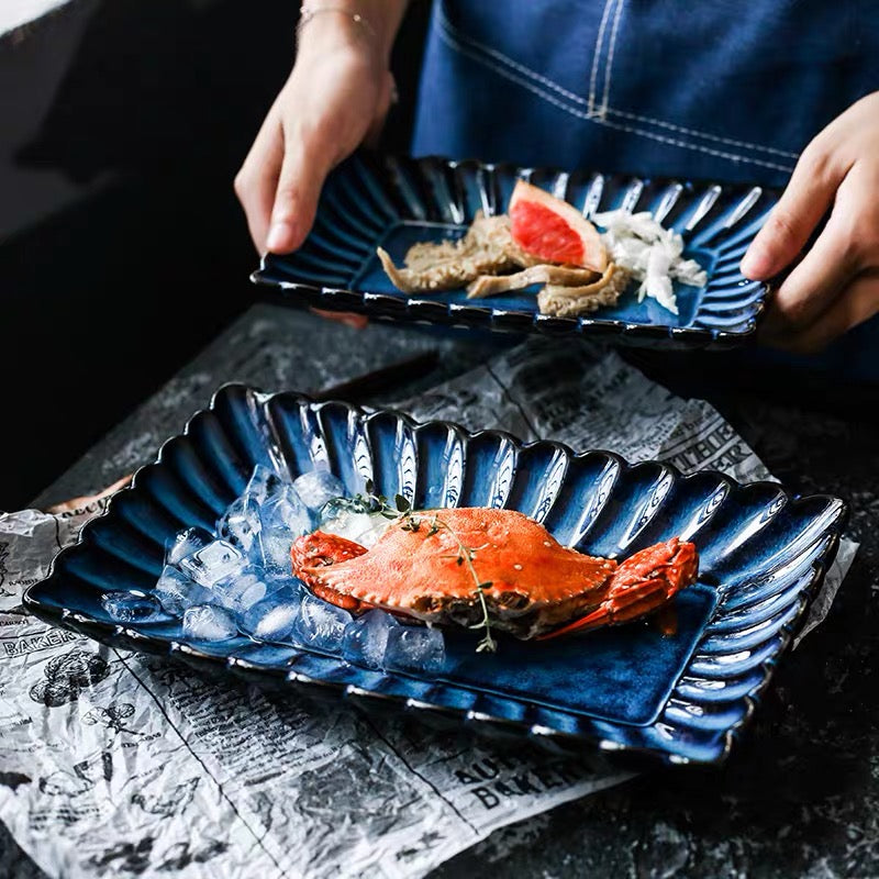 Japanese Kiln Glazed Ceramic Sushi Plate