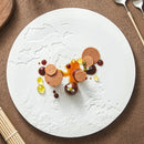 Large Textured White Round Ceramic Plate