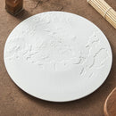 Large Textured White Round Ceramic Plate