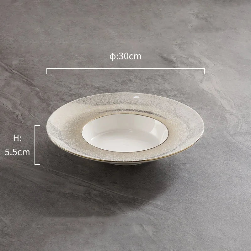 Luxurious Gold-Silver Gradient Soup Plate