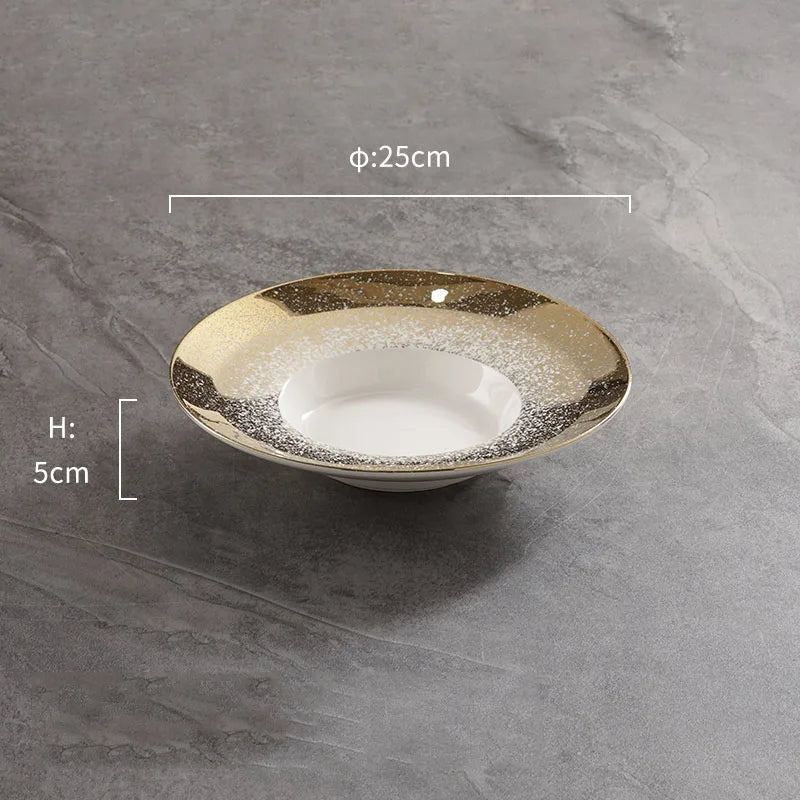 Luxurious Gold-Silver Gradient Soup Plate