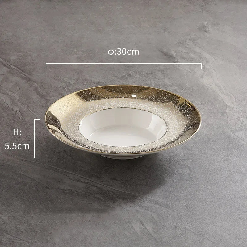 Luxurious Gold-Silver Gradient Soup Plate