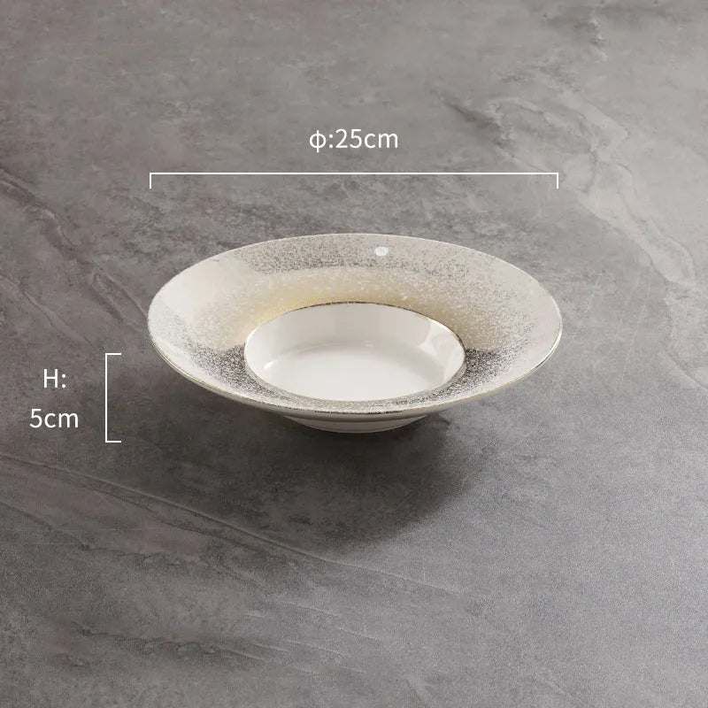 Luxurious Gold-Silver Gradient Soup Plate