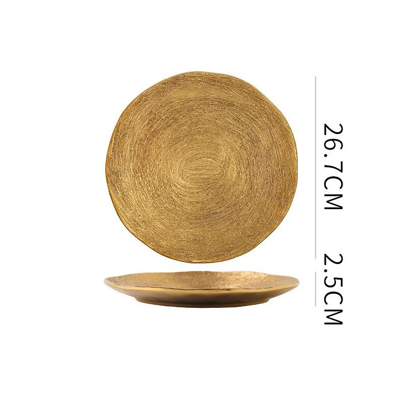 Luxurious Gold Textured Ceramic Plates Perfect for Elegant Dining