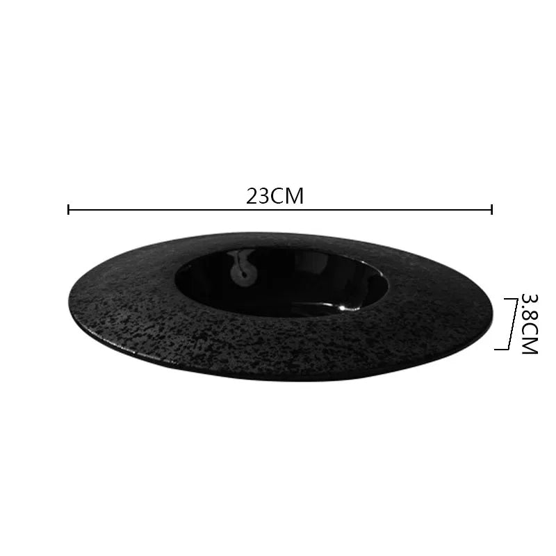 Luxury Black Volcanic Texture Ceramic Plates Set