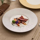 Luxury Gold Rim Ceramic Dinner Plate with Textured Design