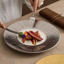 Luxury Gold Rim Ceramic Dinner Plate with Textured Design