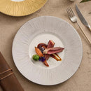 Luxury Gold Rim Ceramic Dinner Plate with Textured Design
