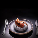 Matte Black Ceramic Underplate with Rustic Rim for Gourmet Plating