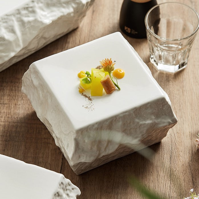 Michelin Star Stone Look Square Ceramic Plate