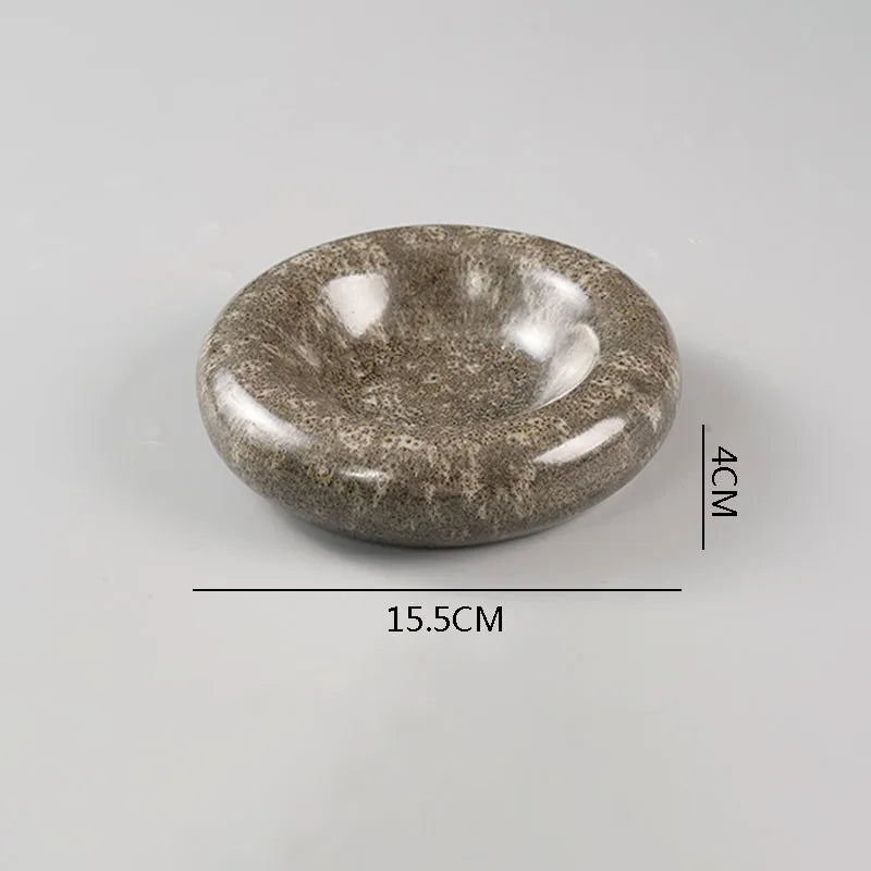 Mini Marble-Glazed Pebble Plate for Bouche & Sauces