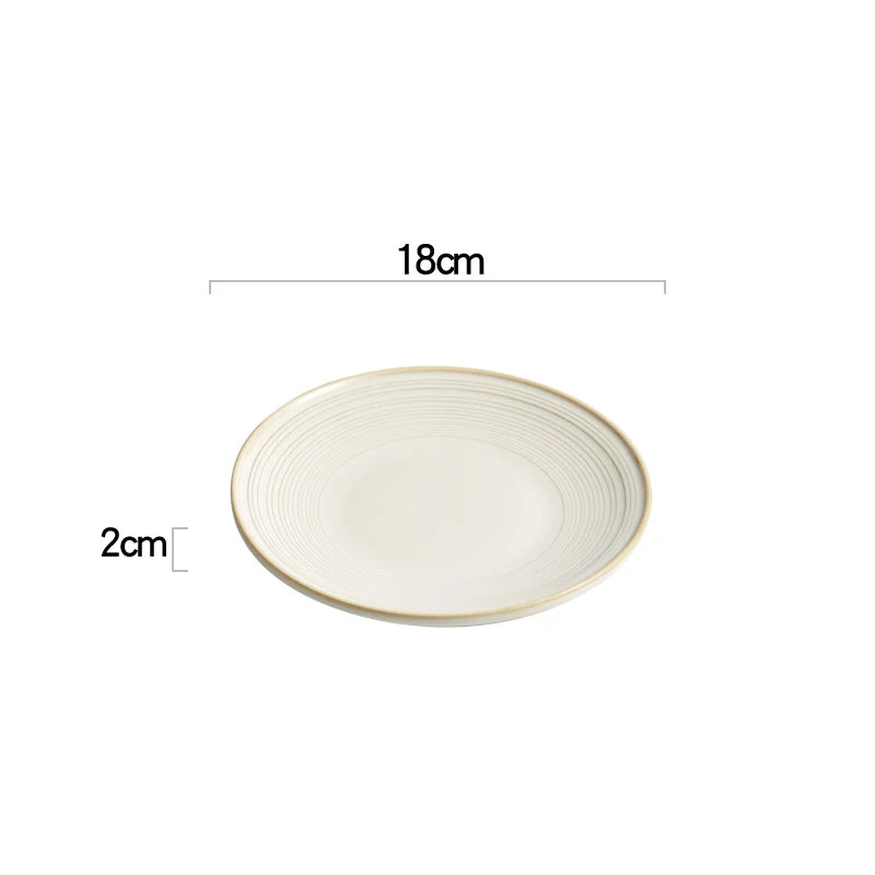 Minimalist Ceramic Dinner Plate with Textured Rim