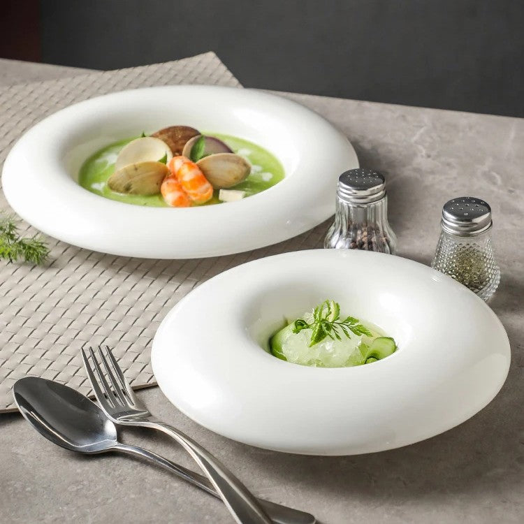 Modern Donut-Shape Deep Ceramic Plate