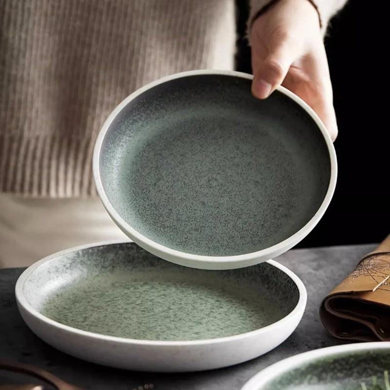 Modern Earthy Green Gradient Ceramic Plate