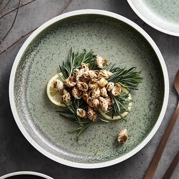 Modern Earthy Green Gradient Ceramic Plate