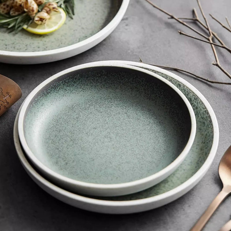 Modern Earthy Green Gradient Ceramic Plate