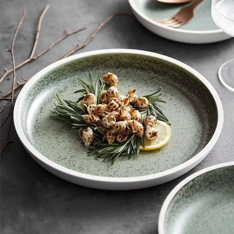 Modern Earthy Green Gradient Ceramic Plate