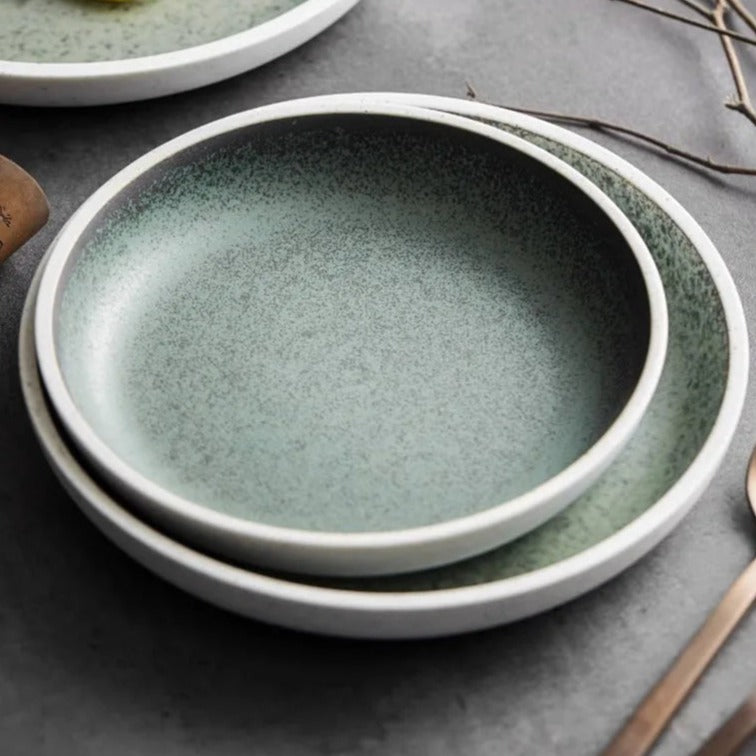 Modern Earthy Green Gradient Ceramic Plate