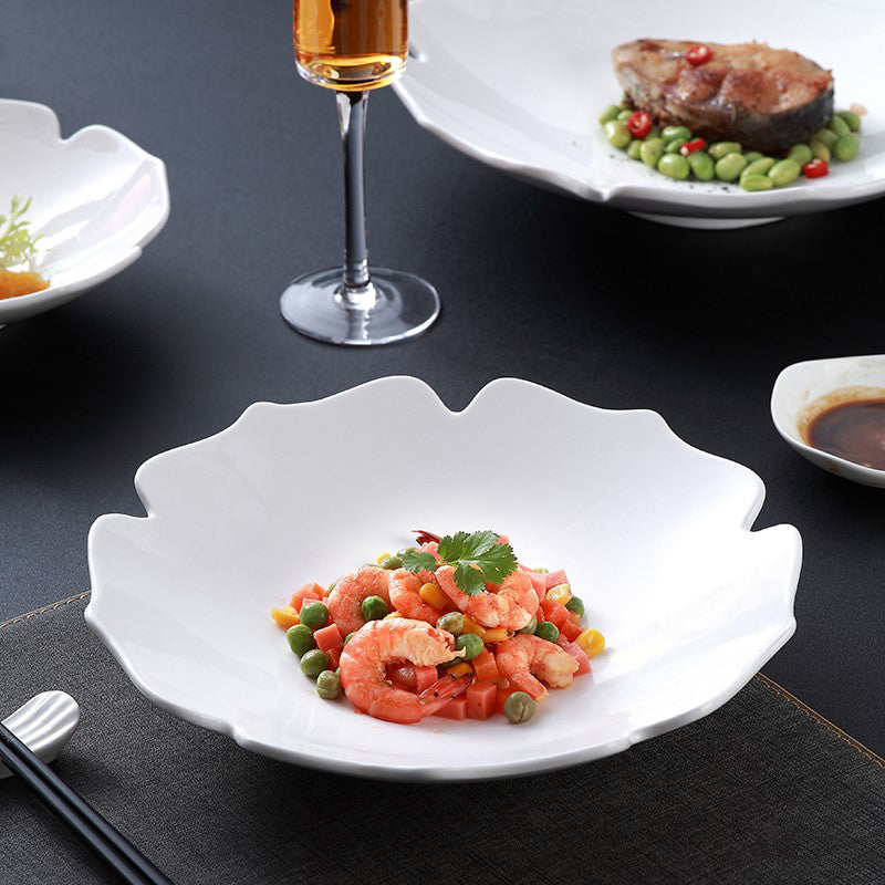 Modern Petal Shaped Ceramic White Plate