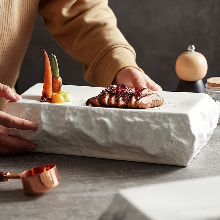 Modern Stone Texture Rectangular Serving Plate