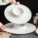 Modern White Ceramic Plate with Central Dip