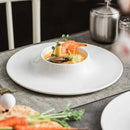 Modern White Ceramic Plate with Central Dip