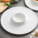 Modern White Ceramic Plate with Central Dip