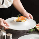 Modern White Ceramic Plate with Central Dip