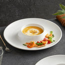 Modern White Soup & Tasting Plate with Integrated Bowl Center